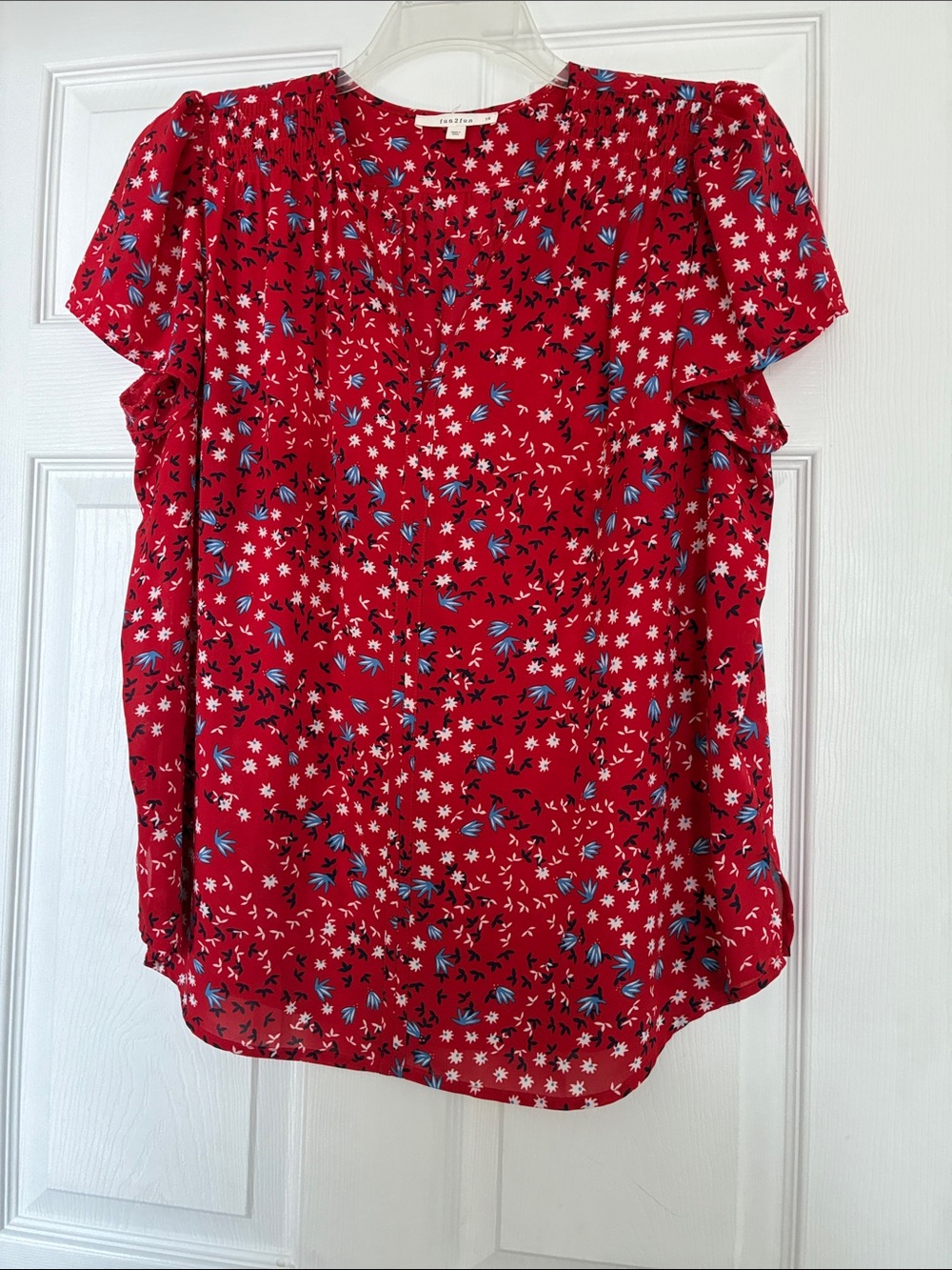 Red Floral Print Women's Blouse